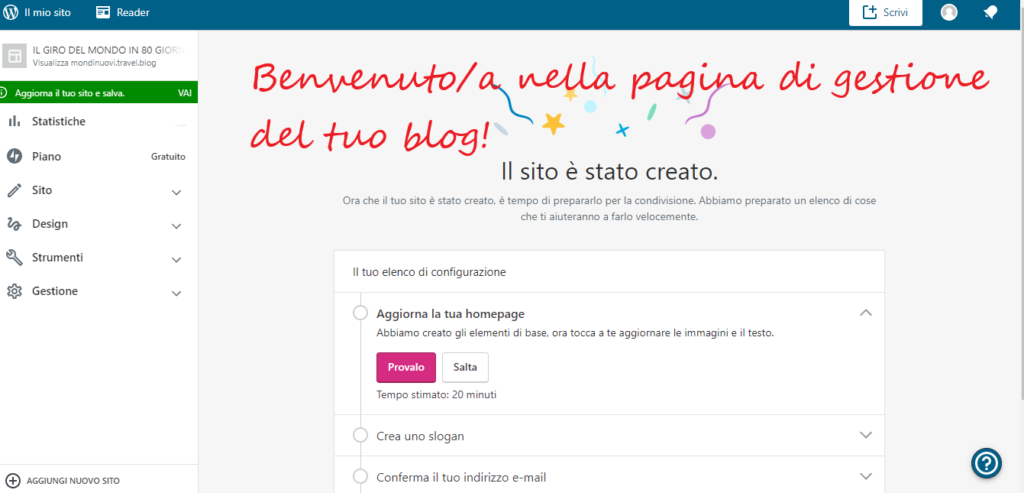 gestione sito back office